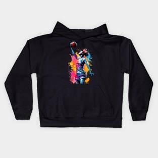 Watercolor Basketball girl Kids Hoodie